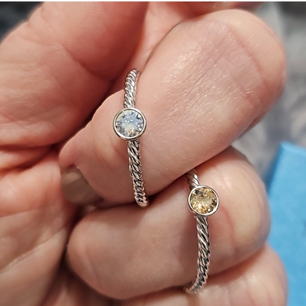 Touchstone Crystal Twisted Silver Ring With Clear… - image 3